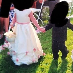 Sweet Beginnings Elegant Cream and Pink Kids Dress